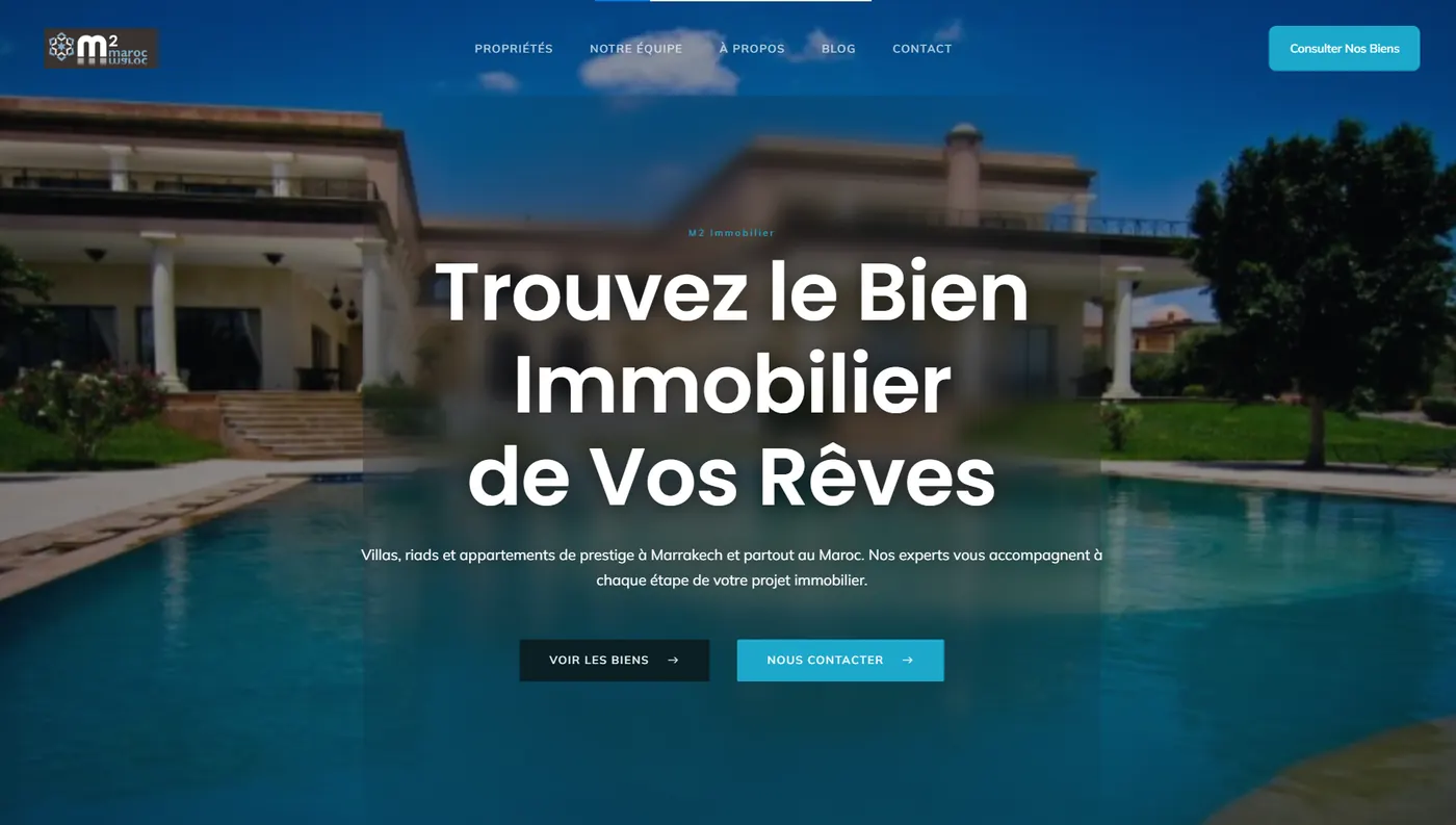Capture du site M2 Immobilier, immobilier réalisé par Wevtex