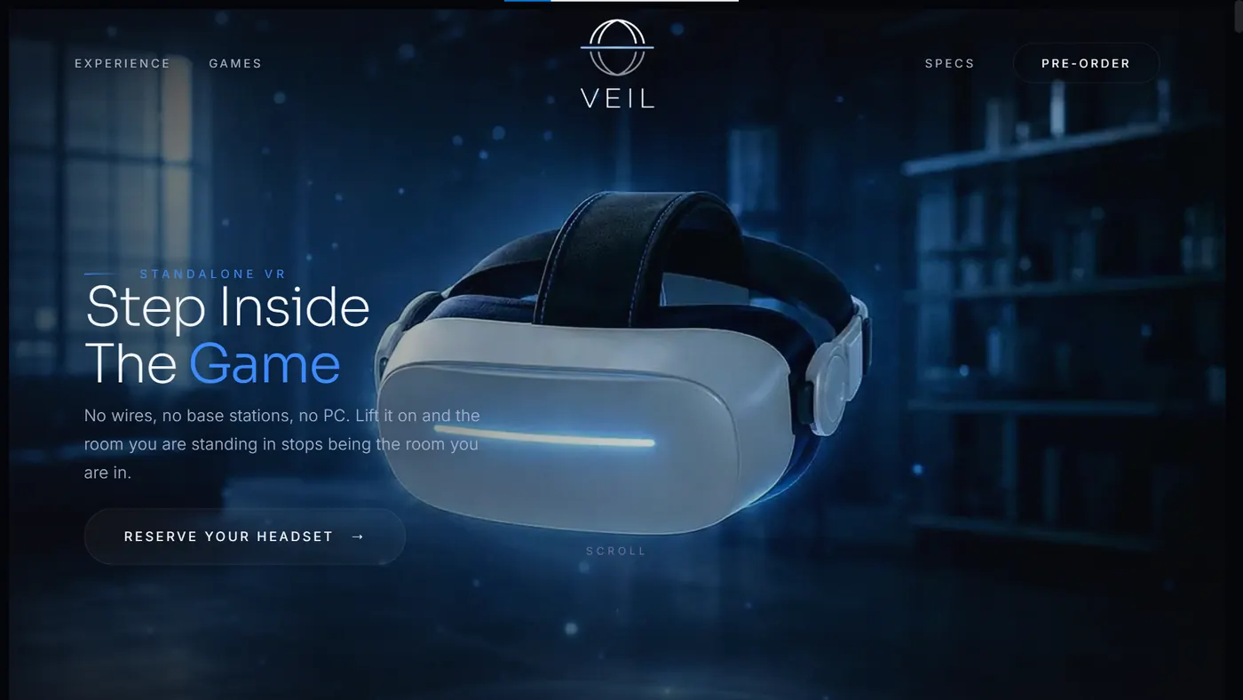 Capture du site VEIL, landing réalisé par Wevtex