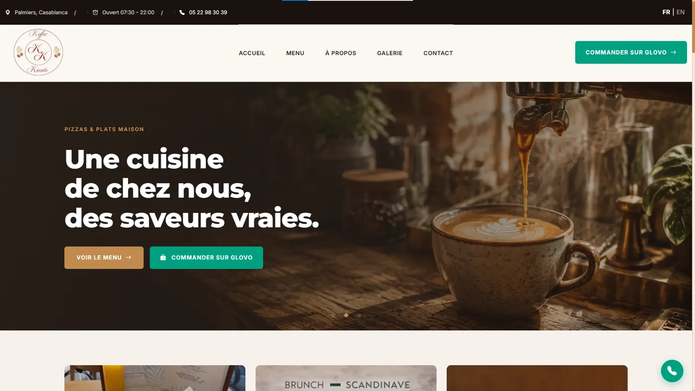 Capture du site Koffee Kuento, site vitrine réalisé par Wevtex