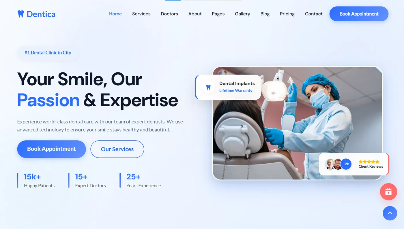 Capture du site Dentica, santé réalisé par Wevtex